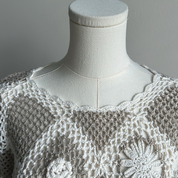 Vintage 90’s Granny Knit Crochet Breathable Resort Wear Boho Swimsuit Cover Up M - Picture 2 of 8